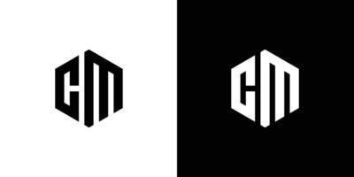 letra cm polígono, hexagonal mínimo y de moda profesional logo diseño vector