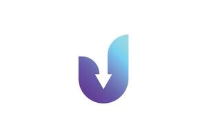 Letter U Down Arrow Logo Design Template vector