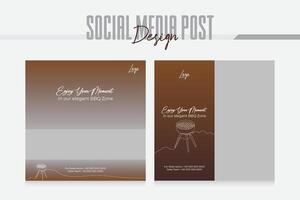 bbq party square flyer template design vector