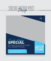 hotel resort and travel flyer or post social media template vector