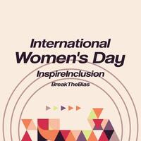 International Women's Day square banner. Modern geometric abstract background in colorful style for women day. Happy women's day greeting card cover with text. Happy world women's day for awareness vector