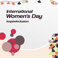 International Women's Day square banner. Modern geometric abstract background in colorful style for women day. Happy women's day greeting card cover with text. Happy world women's day for awareness vector