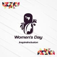 Women's day logo with a woman's head and a flower vector