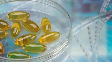 The oil pill for vitamin or healthy concept 3d rendering. photo