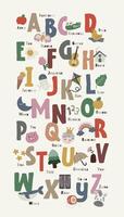 flat design vector handwriting ABC alphabet poster printable for kids activity