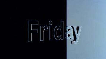 Dynamic animated background projection of word Friday. Animation word Friday. Neon outline of word Friday video