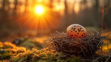 AI generated A photo of colorful eggs inside a basket.