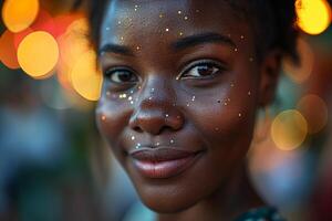 AI generated Young Woman With Glitter on Her Face photo