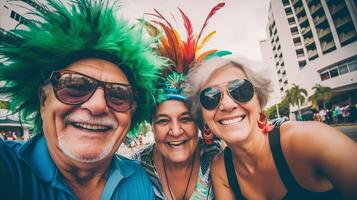 AI generated Group of Elderly People Posing for Picture photo