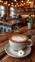 AI generated Cup of Cappuccino on Wooden Table photo