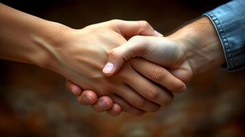 AI generated Close up of Two People Shaking Hands photo