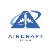 Initial Letter A Aircraft or Plane Icon Logo Design Template vector