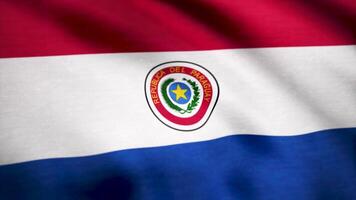 Paraguay flag blowing in the wind. Flag of Paraguay background video