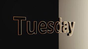 Animated Movie Text - Tuesday. Neon text of day of the week TUESDAY video