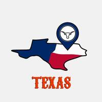 vector of texas with location pin, longhorn symbol, perfect for print etc