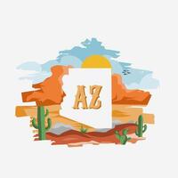 vector of arizona state with desert scenery perfect for print, apparel design, etc