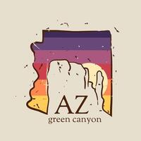 Vector of green canyon national park in Arizona in grunge style