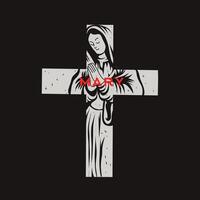 vector of mary on cross art work perfect for print, etc