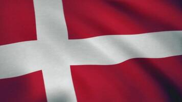 Denmark Flag. Flag of Denmark waving in the wind. Seamless Looping Animation video