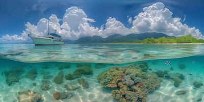 AI generated Boat Floating on Calm Water photo