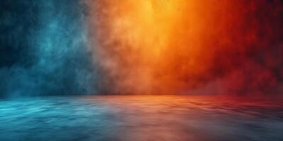 AI generated Abstract fire and ice concept background with smoke and empty space photo