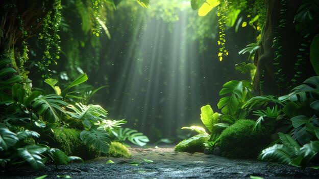 AI generated Serene Stream Meandering Through Vibrant Forest photo