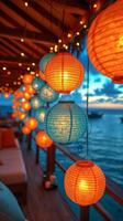 AI generated Lanterns Hanging From Boat photo