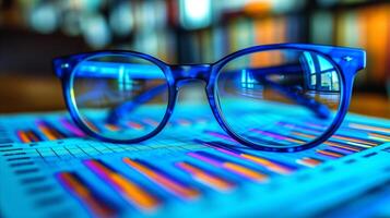 AI generated Glasses on Table - Eyewear Resting on Surface photo