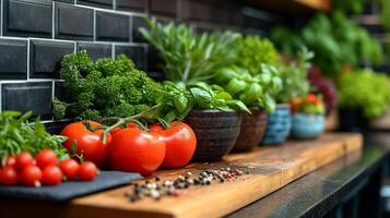 AI generated Assorted Vegetables on Table photo