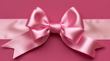 AI generated Pink and White Ribbon With Bow - Elegant and Charming Gift Decoration photo