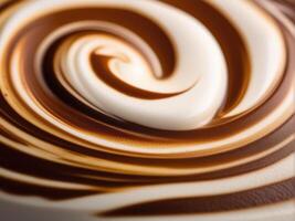 AI generated Cappuccino milk foam spiral closeup photo