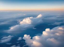AI generated High nature view large white clouds on soft sky background in the morning photo