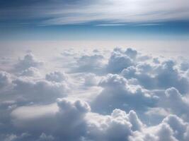 AI generated High nature view large white clouds on soft sky background in the morning photo
