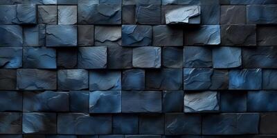 AI generated Textured blue stone wall pattern for detailed background photo