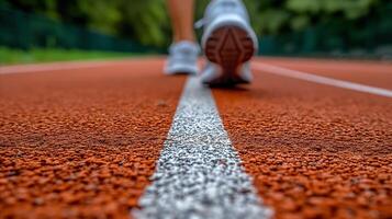 AI generated Close Up of Tennis Players Shoes on a Tennis Court photo