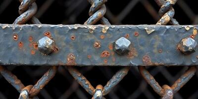 AI generated Close up of a rusty metal chain link fence textures and patterns photo