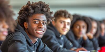 AI generated Group of Young Men Sitting Together photo