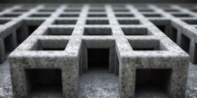 AI generated Close-up view of a concrete maze structure with complex pathways photo