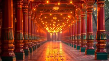 AI generated Photo of the corridor of the historical Japanese religious temple