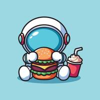 linda vector diseño ilustración de astronauta hamburguesa