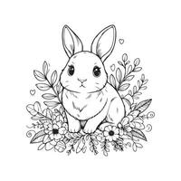 rabbit illustration for coloring vector