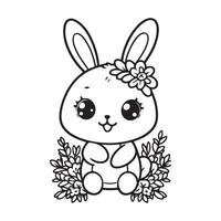 cute rabbit vector design illustration for coloring