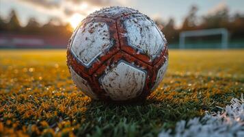 AI generated Soccer Ball on Lush Green Field photo