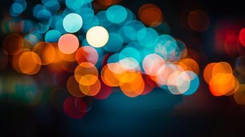 AI generated Abstract colorful bokeh lights background for festive occasions photo