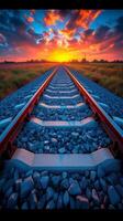 AI generated Train Track at Sunset photo