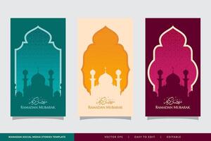 Set of social media stories ramadan template vector