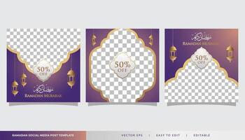 Set of Ramadan Sale Banner. web promotion banner for greeting card, social media post template for islamic event vector