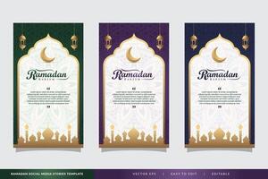 Elegant Islamic ramadan kareem social media stories template collection vector