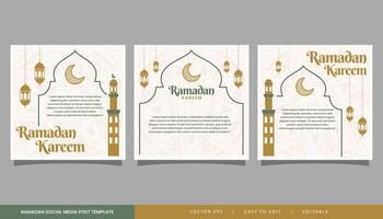 set of social media greeting eid al fitr for feed post and promotion ads vector