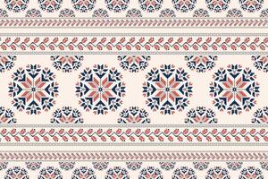 Folk floral embroidery colorful pattern. Folk embroidery geometric floral shape seamless pattern. Floral cross stitch pattern use for fabric, textile, home decoration elements, upholstery, etc. vector